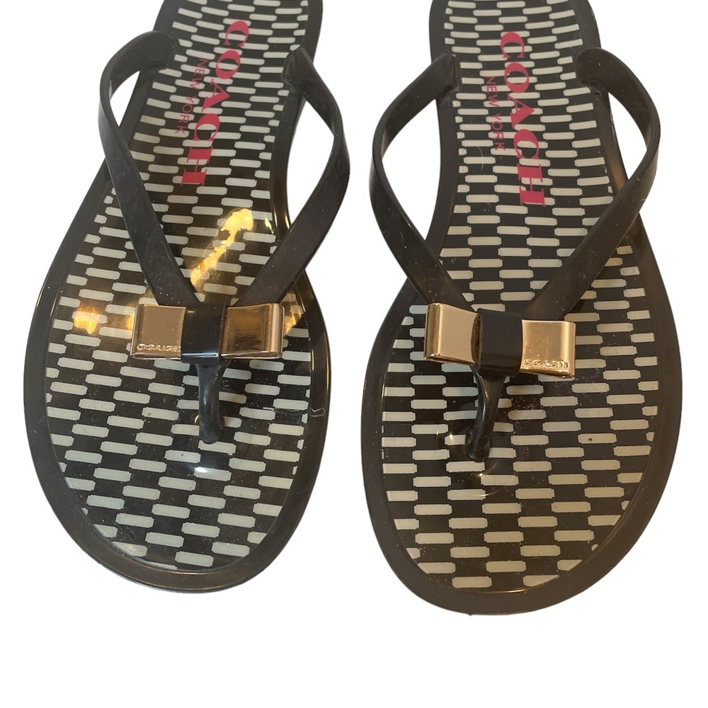 Coach NewYork ‘Landon’ Black Jelly Flip Flops - 6B Perfect for Spring Break! - Picture 3 of 8